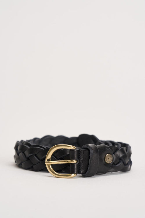 Cintura donna in pelle intrecciata marrone
