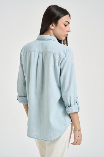 Camicia donna chambray celeste - 3