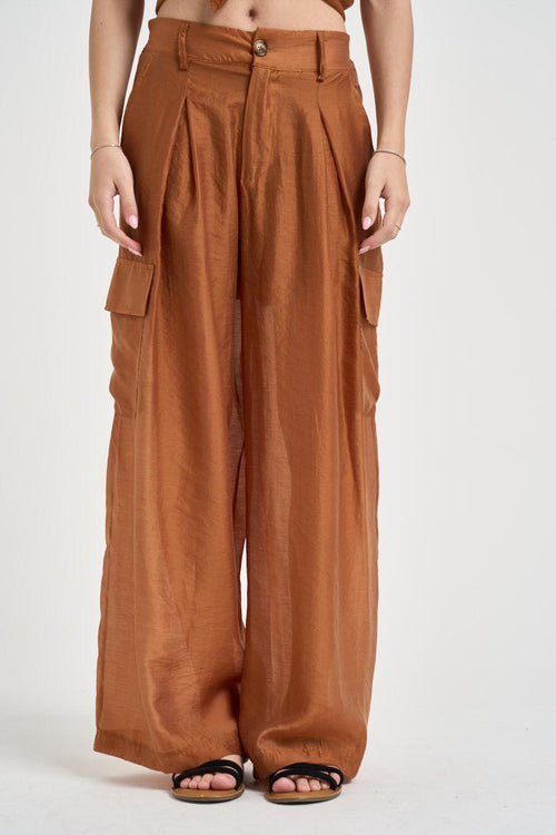 Pantalone donna a palazzo cargo coccio - 2