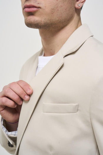 Beige single-breasted men's jacket - 4