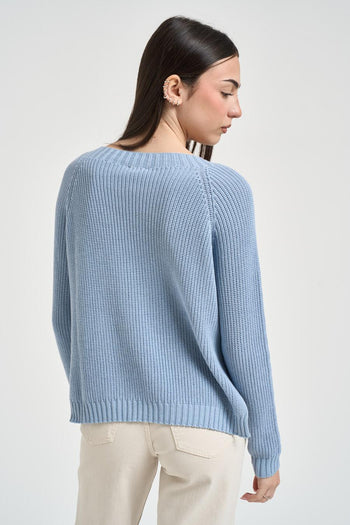 Maglia donna con spacchi celeste - 3