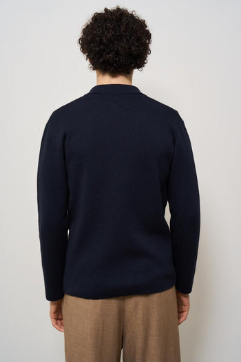 Giacca uomo in maglia doppiopetto blu - 4