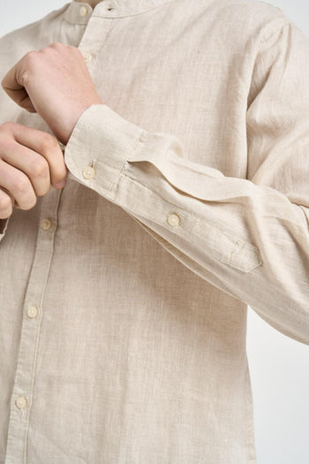 Camicia uomo collo alla coreana panna - 3
