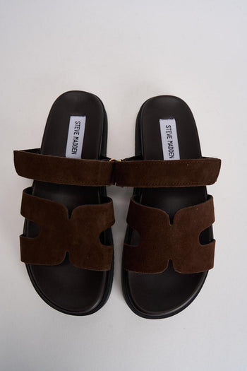 Sandalo donna in suede marrone - 5