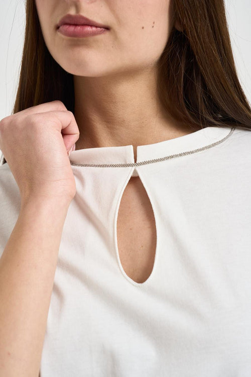 T-shirt donna apertura a goccia bianca - 2