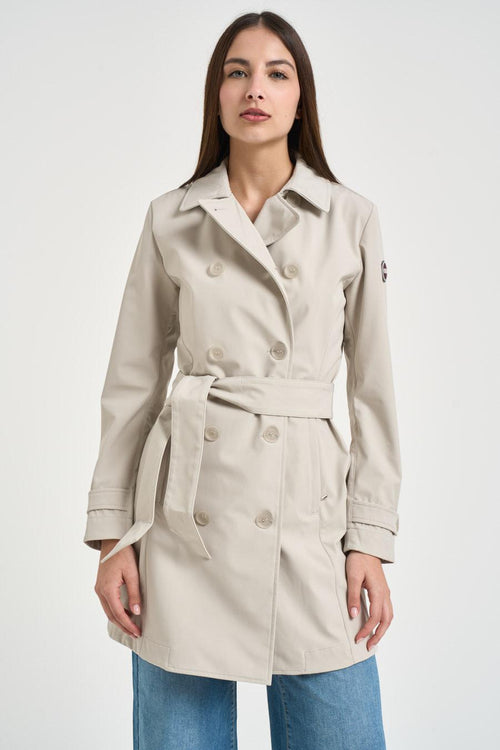 Trench donna doppiopetto ghiaccio