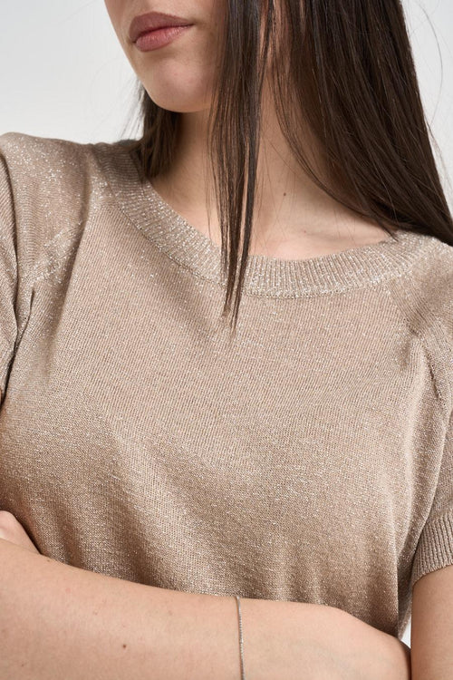 T-shirt donna in maglia oro - 2