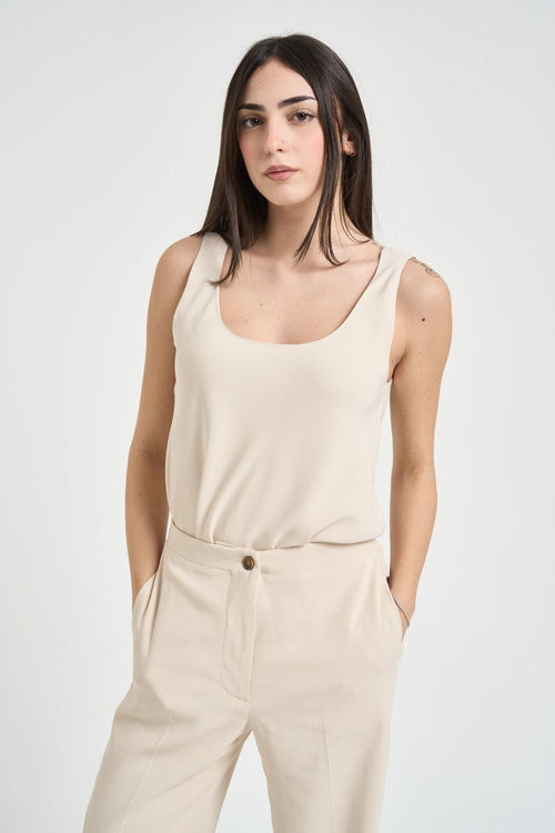 Top donna girocollo panna - 2