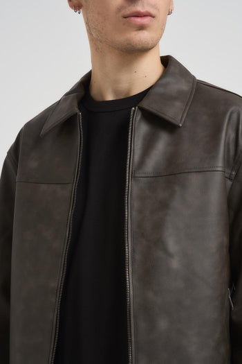 Giubbotto uomo ecopelle grigio - 3
