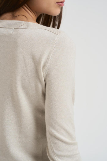 Maglia donna in lurex panna - 4