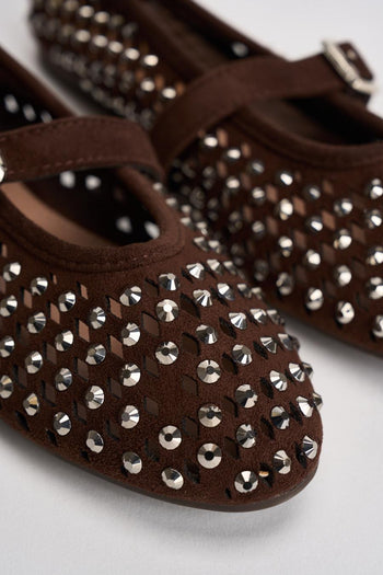 Ballerina donna con strass moro - 4