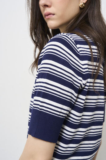 Women's blue striped polo shirt - 4