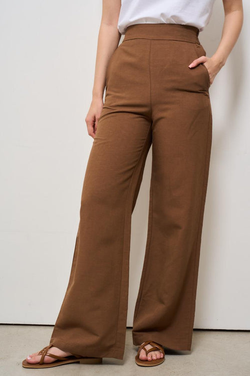 Pantalone donna a palazzo marrone - 2