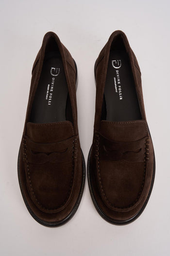 Mocassino donna in suede marrone - 6