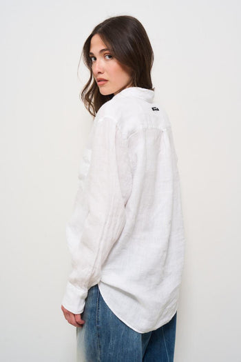 Camicia donna in lino bianca - 5