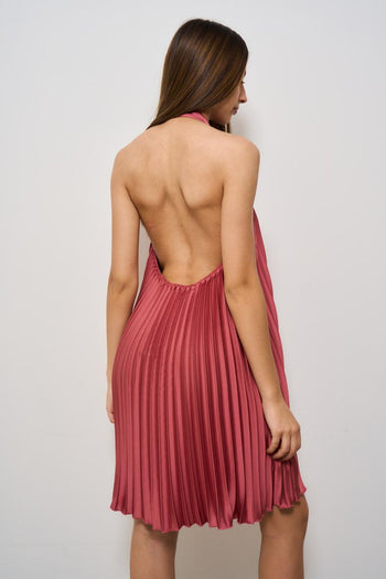 Abito donna plissé rosa fard - 5