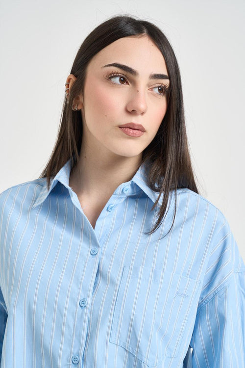 Camicia donna a righe celeste - 2