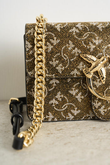 Borsa donna a tracolla Mini love con strass monogram - 3