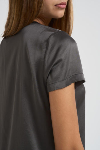 T-shirt donna girocollo grigio antracite - 8