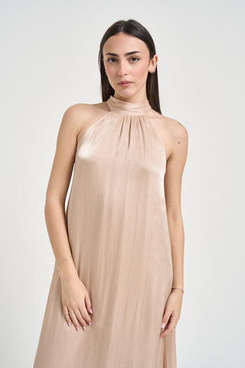 Abito donna satinato beige - 3