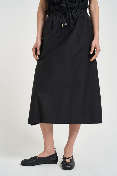 Gonna donna midi in cotone nera
