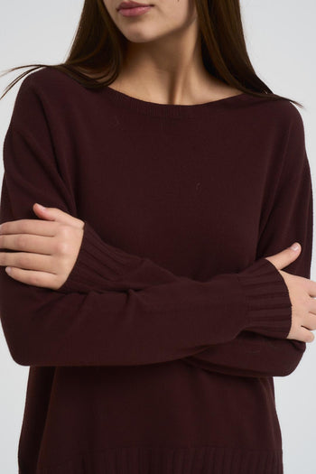 Maglia donna scollo a barchetta marrone - 3