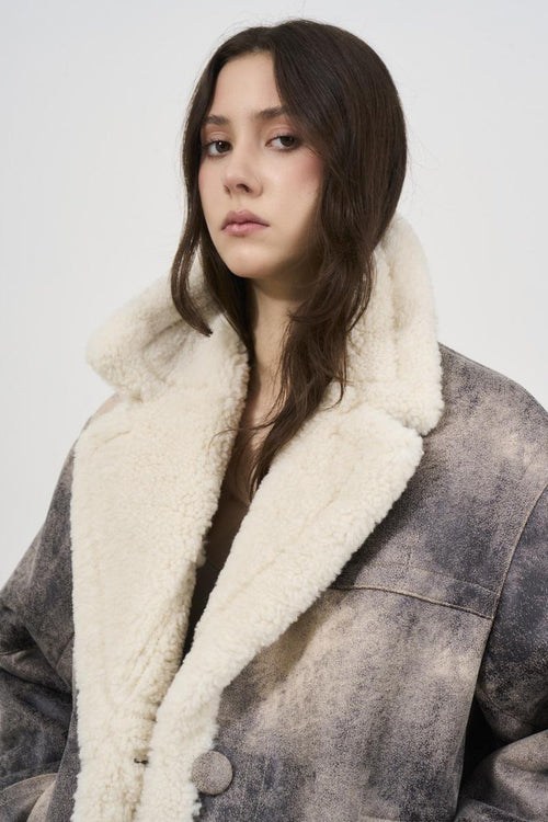 Giubbotto donna in ecomontone grigio vintage - 2