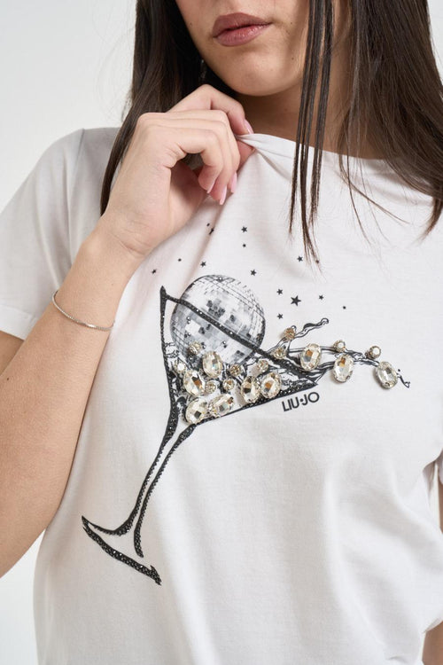 T-shirt donna con stampa bianca - 2