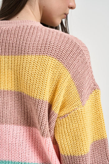Cardigan donna a righe multicolor - 4