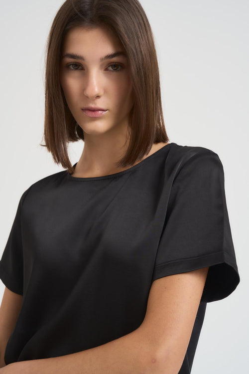 Blusa donna girocollo nera - 2