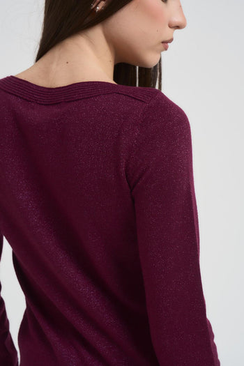 Maglia donna in lurex bordeaux - 4