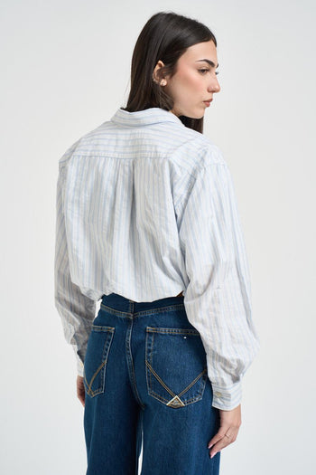 Camicia donna a righe bianca e azzurra - 3