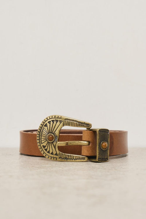 Women's camel leather belt