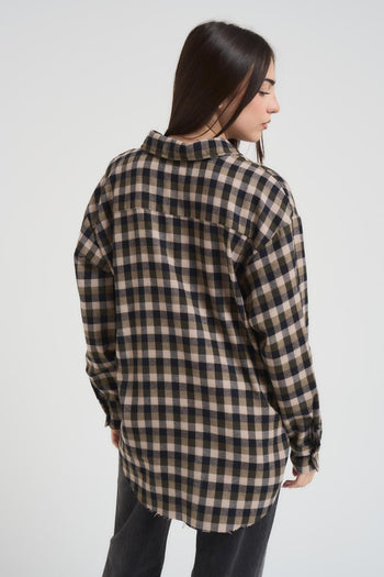 Camicia a quadretti nera e beige - 3
