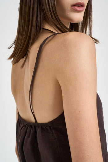 Top donna in lino moro - 7