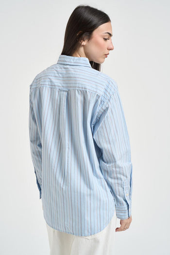 Camicia donna a righe verticali azzurre - 3