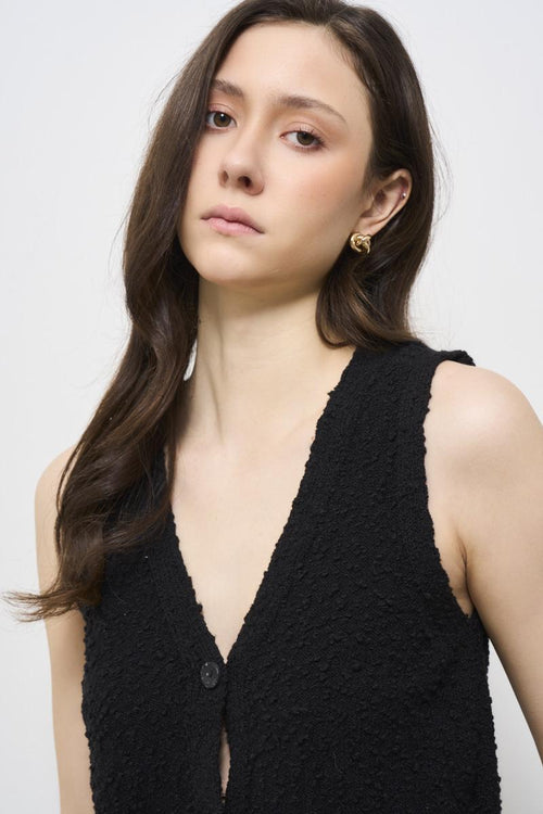 Gilet donna in maglia nero - 2