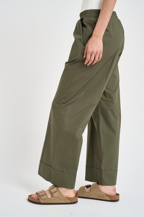 Pantalone donna fluido verde militare - 2