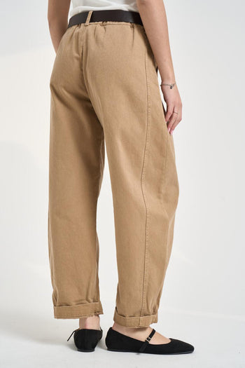 Pantalone donna balloon cammello - 5