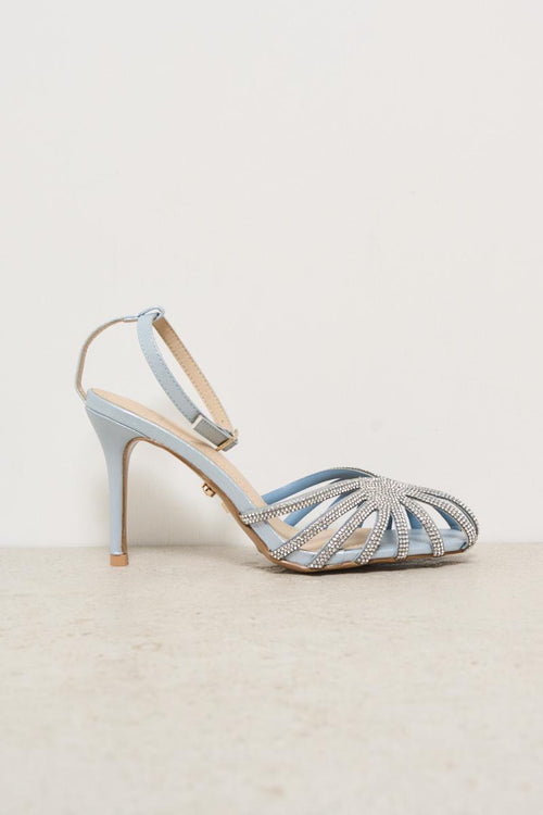 Light blue heel shoe with rhinestones