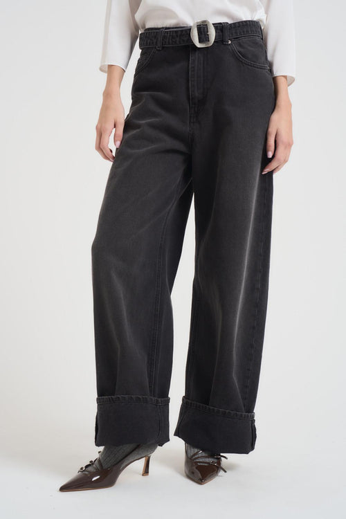Jeans donna nero ampio