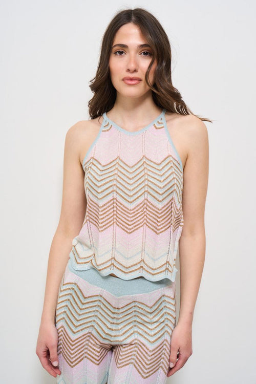 Top donna in maglia multicolor