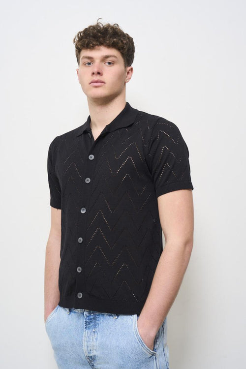 Polo uomo traforata nera
