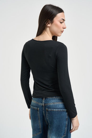 Maglia donna scollo quadrato nera - 3