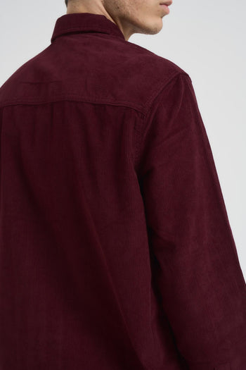 Camicia uomo a costine bordeaux - 5