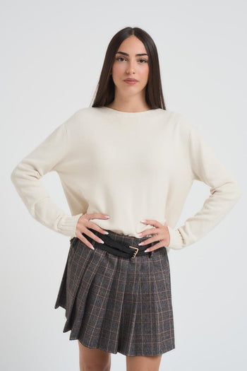 Maglia donna girocollo panna - 3