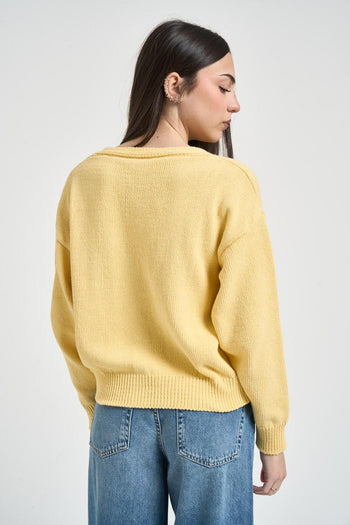 Cardigan donna cropped giallo - 3