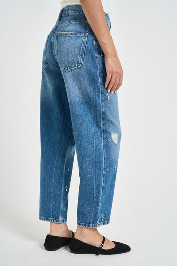 Jeans donna con strass denim - 4