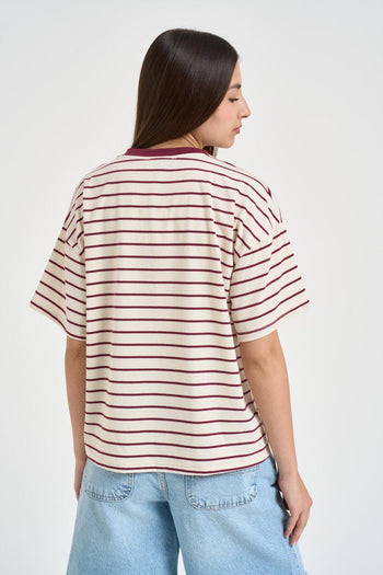 T-shirt donna a righe rossa - 3