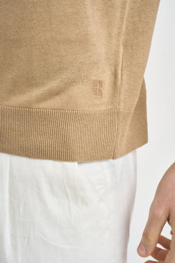 T-shirt uomo in maglia beige - 3
